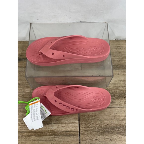 Crocs Kadee II Platform Flip Flops Women's Size 10 Coral Pink Thong Sandals - Picture 3 of 10